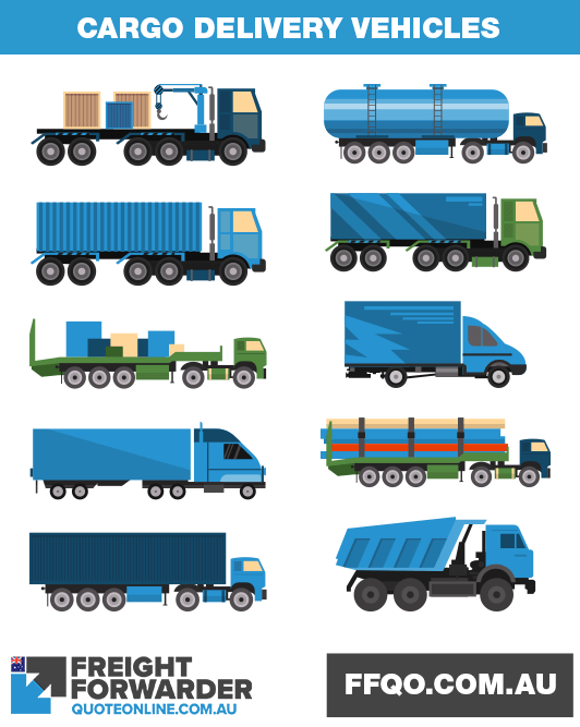 Types of vehicles used to transport cargo from port to door